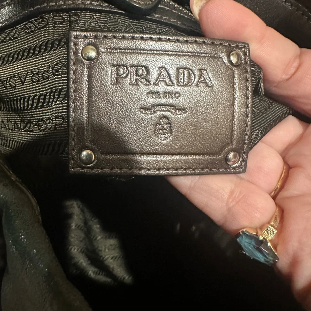 PRADA Nappa Mordore Leather Brown Ruffle Bag - Picture 10 of 14